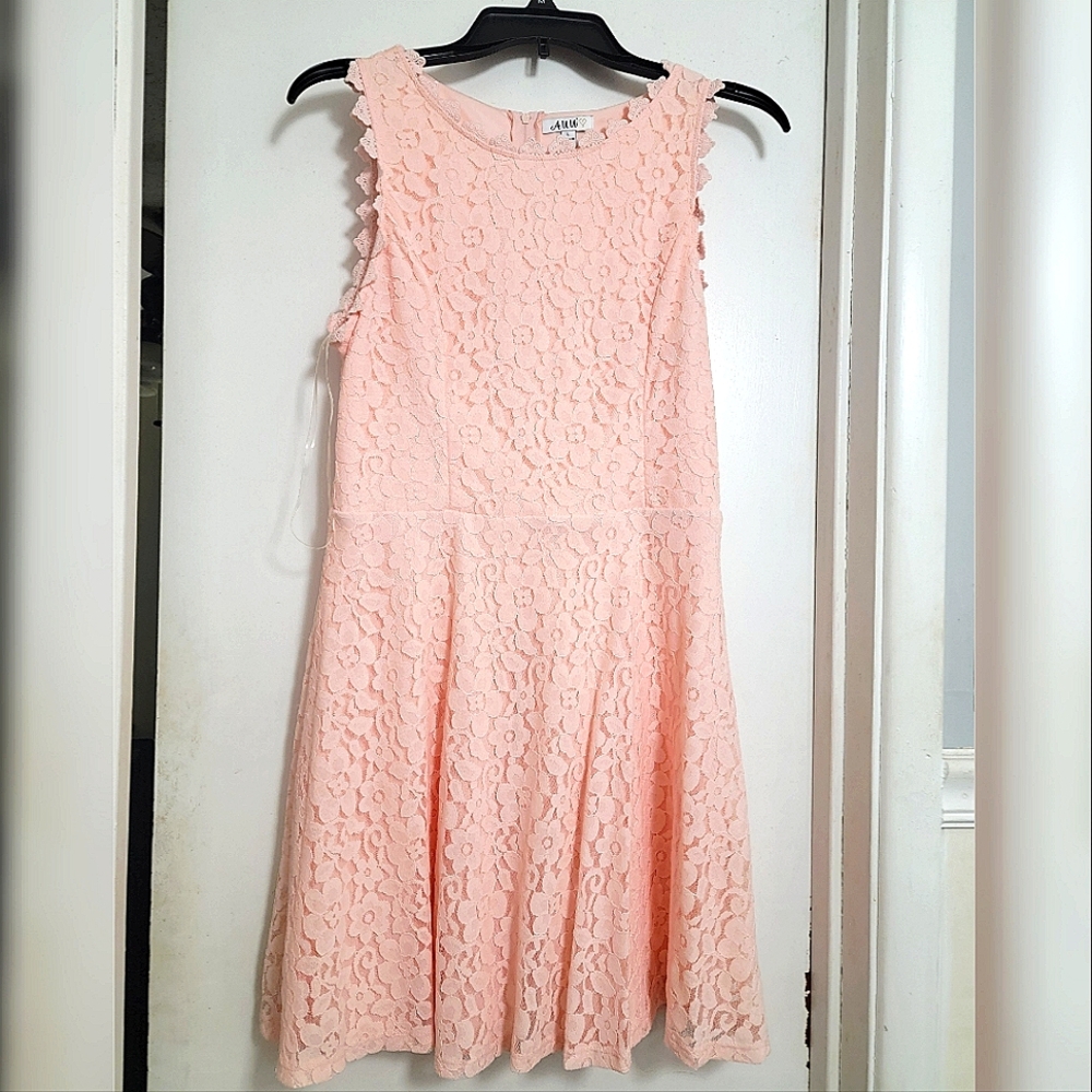 Above the knee pale pink lace dress